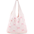Coquette Crochet Tote Bag Cute Pink Tote Bag with Bag Charms Keychain Aesthetic Shoulder Bag Handbags for Women Girls