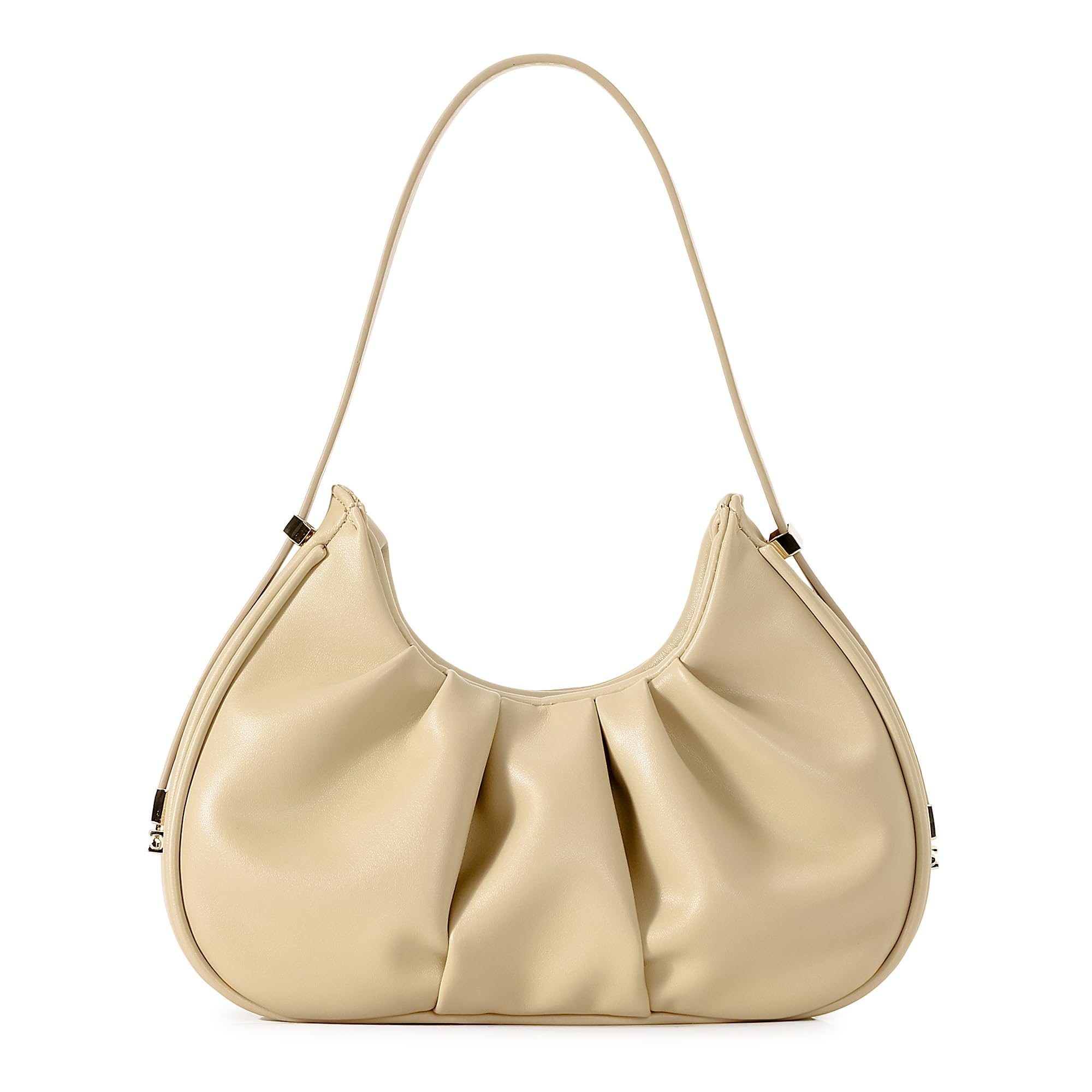 Herald Ruched Shoulder Bag Cloud Design Hobo Clutch Purse for Women Small Mini Cute Tote Handbag with Adjustable Strap (Khaki)