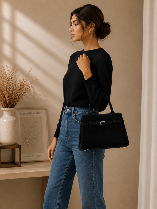 Faux Suede Tote Bag