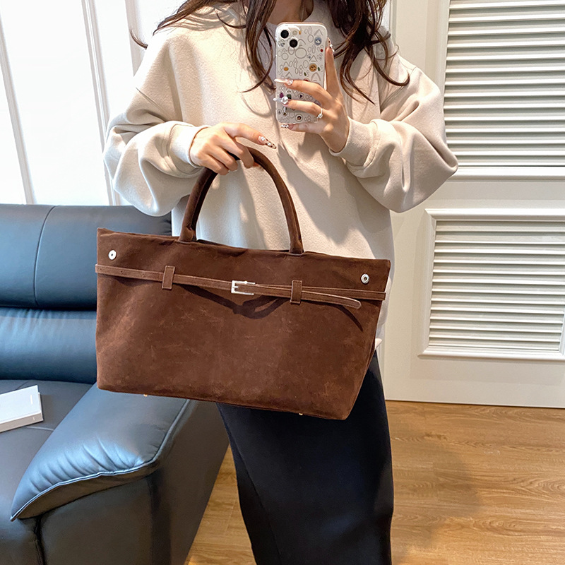 Faux Suede Tote Bag