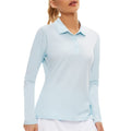 Womens Golf Shirt Long Sleeve Polo Shirt UPF50+ Sun Protection Moisture Wicking Quick Dry Golf Polo Shirt（Light BlueL