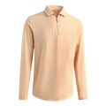 VANCAMEL Quarter Zip Golf Polo Shirts for Men Long Sleeve Collared Shirts Lightweight Moisture Wicking Performance Polo Shirts Khaki