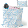 Y1tvei Floral Coquette Aesthetic Canvas Bag - 2Pcs Blue Flower Canvas Cotton Tote Bag Set Reusable Grocery Folding Shopping Makeup Pouch Travel Make Up Organizer Bag Gifts for Women