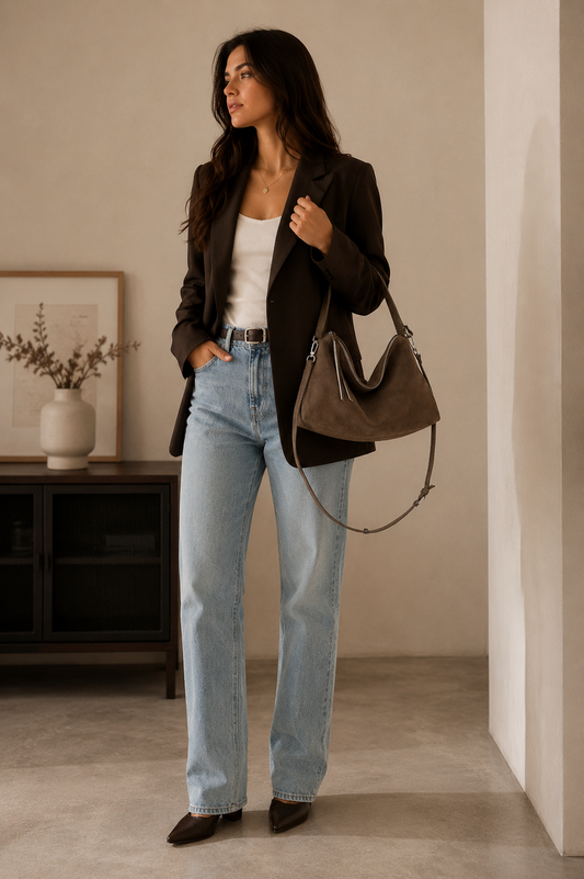 Women's Large Suede Shoulder Bag