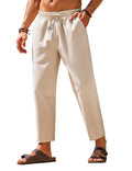 COOFANDY Mens Linen Pants Casual Regular Fit Drawstring Trousers Lightweight Yoga Beach Hippie Summer Jogger Pants