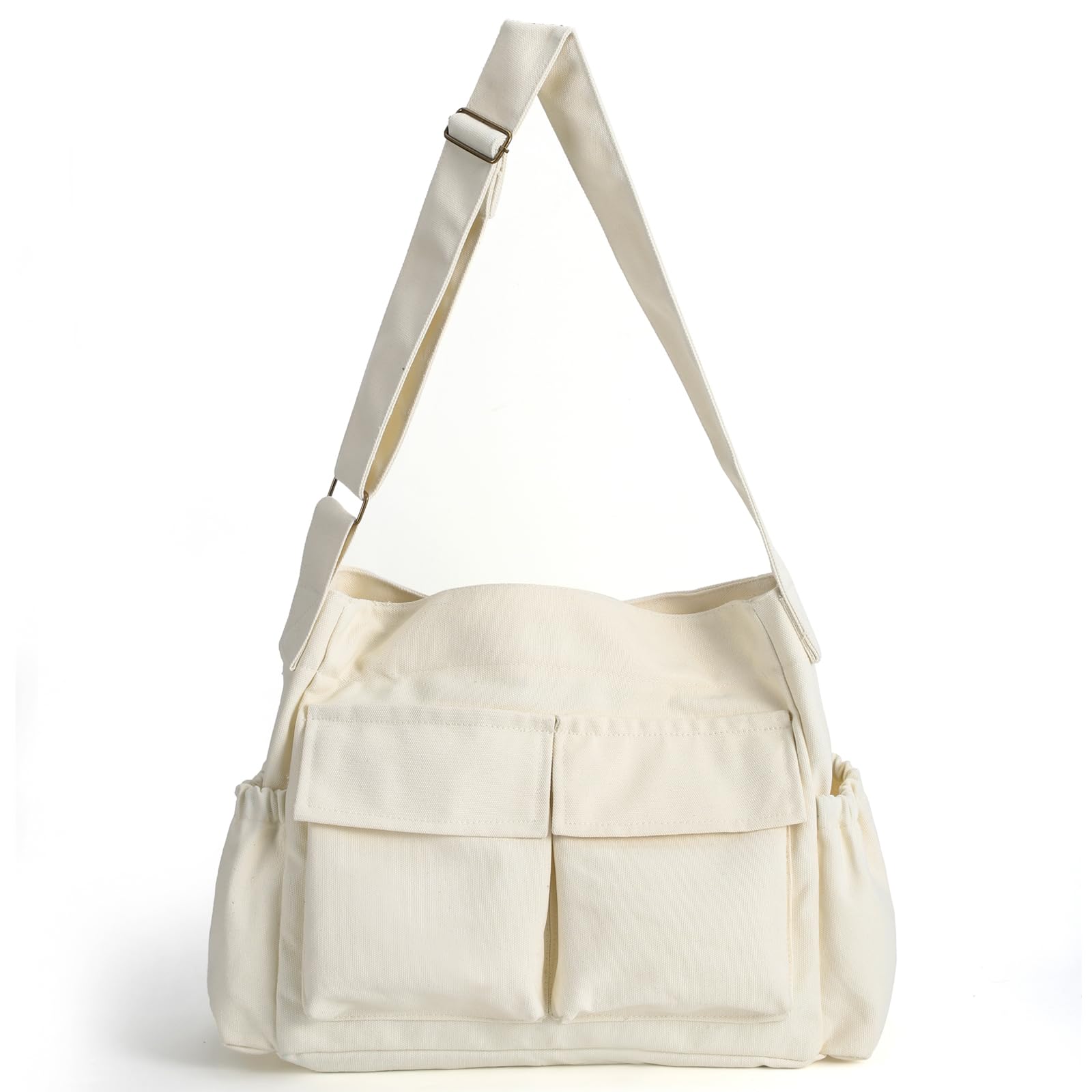 VODIU Canvas Messenger Bag Large Crossbody Tote Bag with Multiple Pockets Canvas Hobo Shoulder Bag for WomenMenTravel