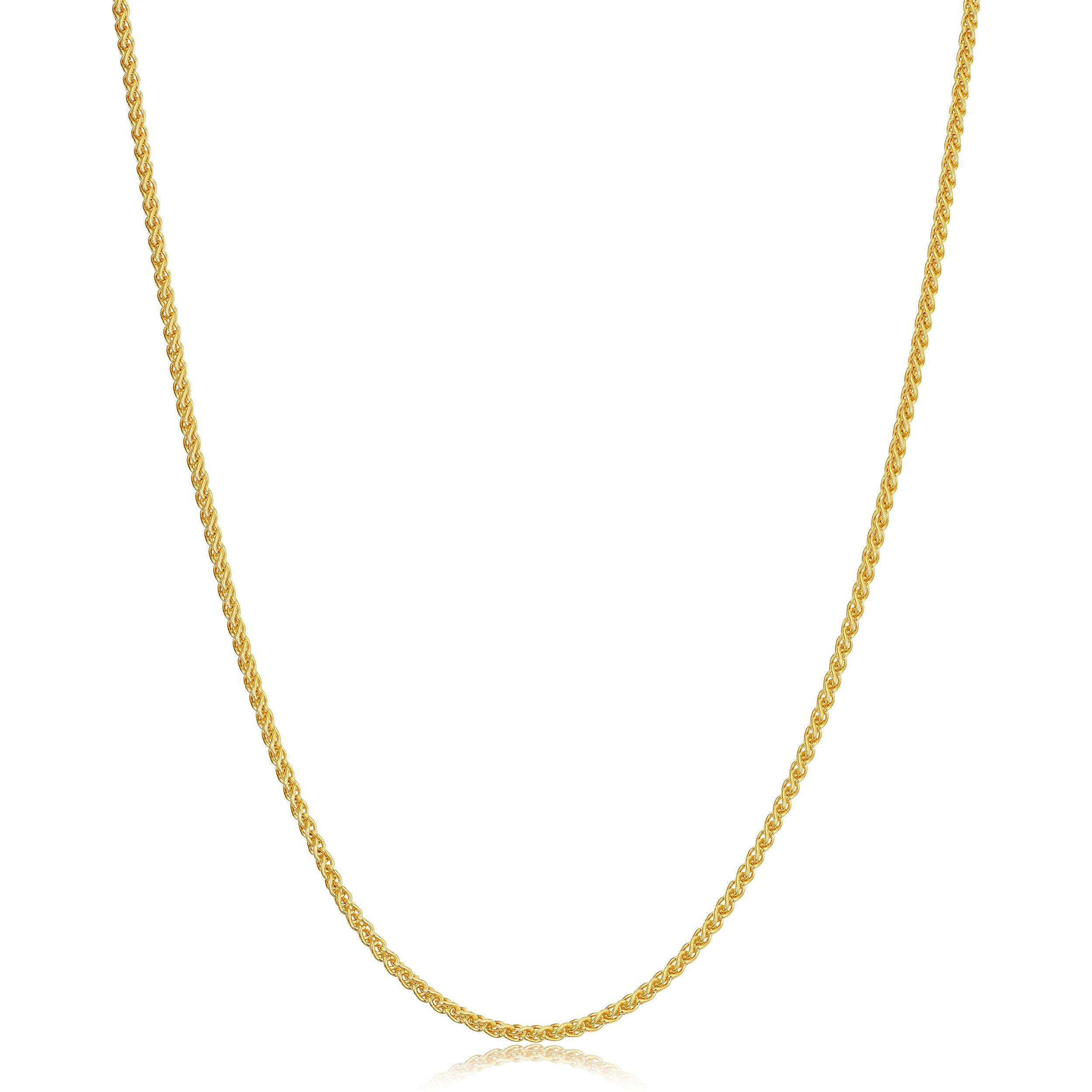 Kooljewelry 14k Yellow Gold Filled Round Wheat Chain Pendant Necklace (1.5 mm 20 inch)