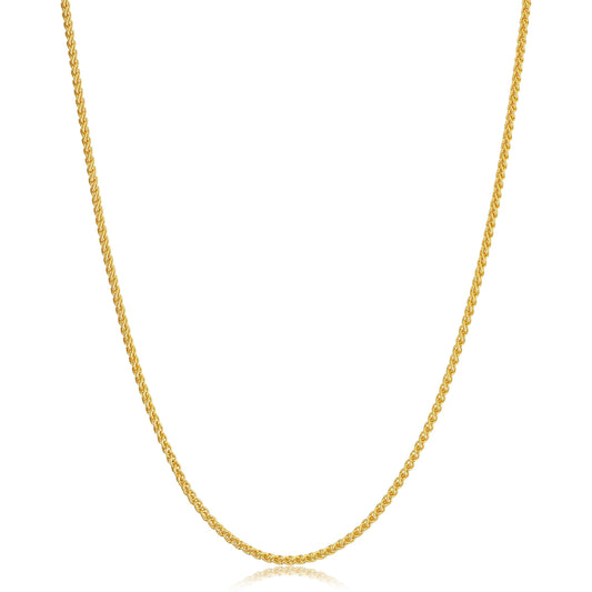 Kooljewelry 14k Yellow Gold Filled Round Wheat Chain Pendant Necklace (1.5 mm 20 inch)