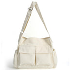 VODIU Canvas Messenger Bag Large Crossbody Tote Bag with Multiple Pockets Canvas Hobo Shoulder Bag for WomenMenTravel
